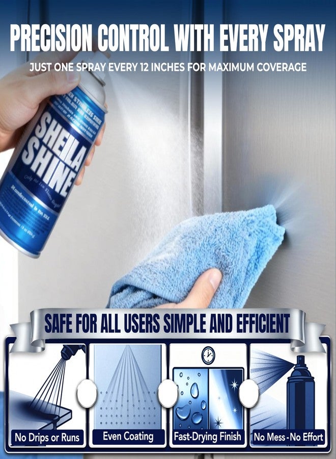 Sheila Shine 2 x 10oz Sheila Shine Stainless Steel Cleaner and Polish w/ Microfiber Cloth - Cleans, Polishes & Protects Kitchen Appliances, Refrigerators, Sinks, Ovens & Grills - Stainless Cleaner for Appliances - Image 5